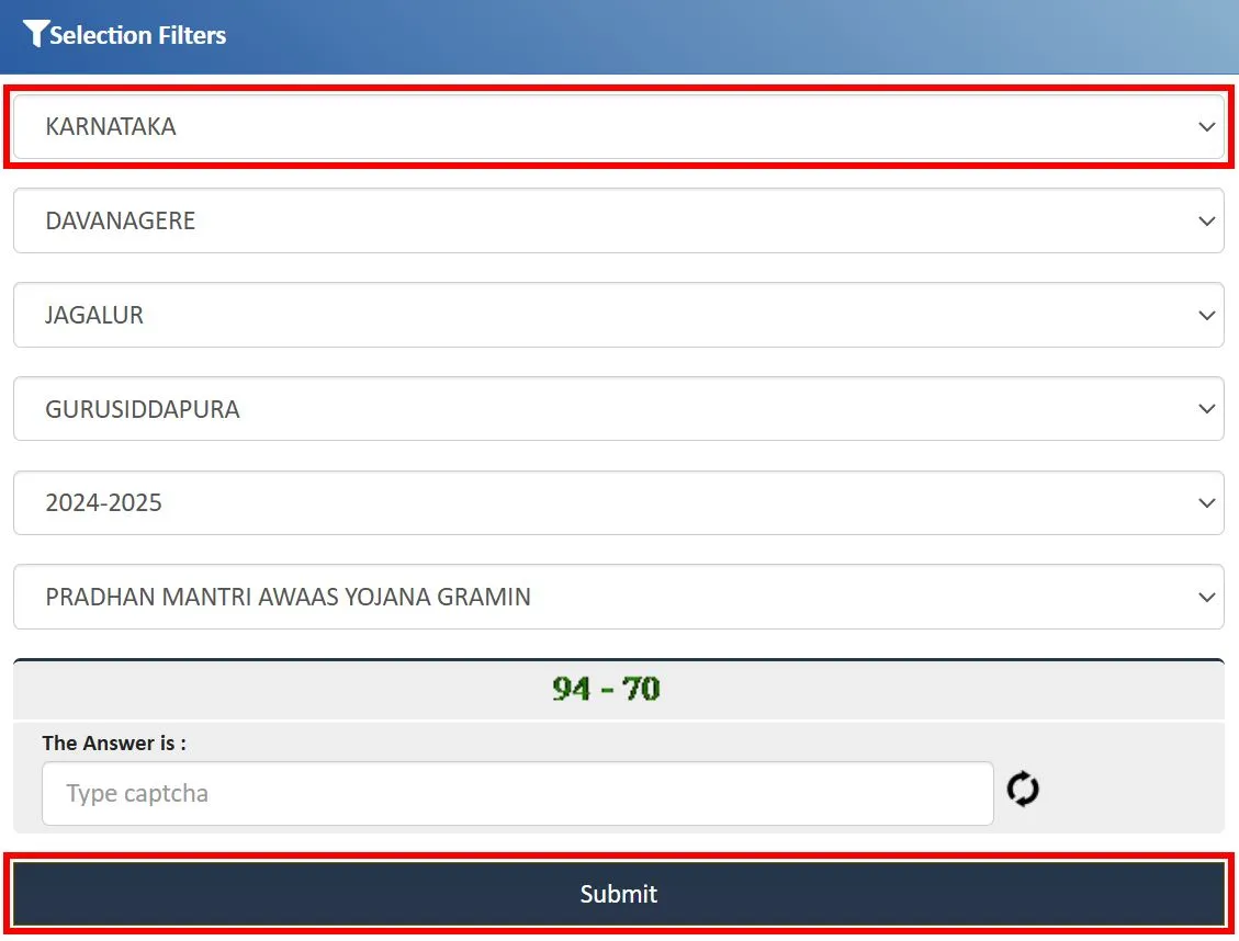 PM Awas Yojana Gramin List Karnataka 2025