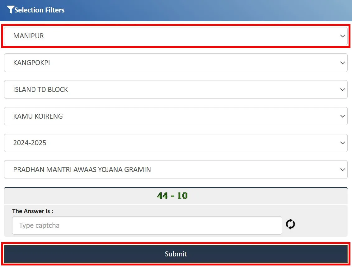 PM Awas Yojana Gramin List Manipur 2025