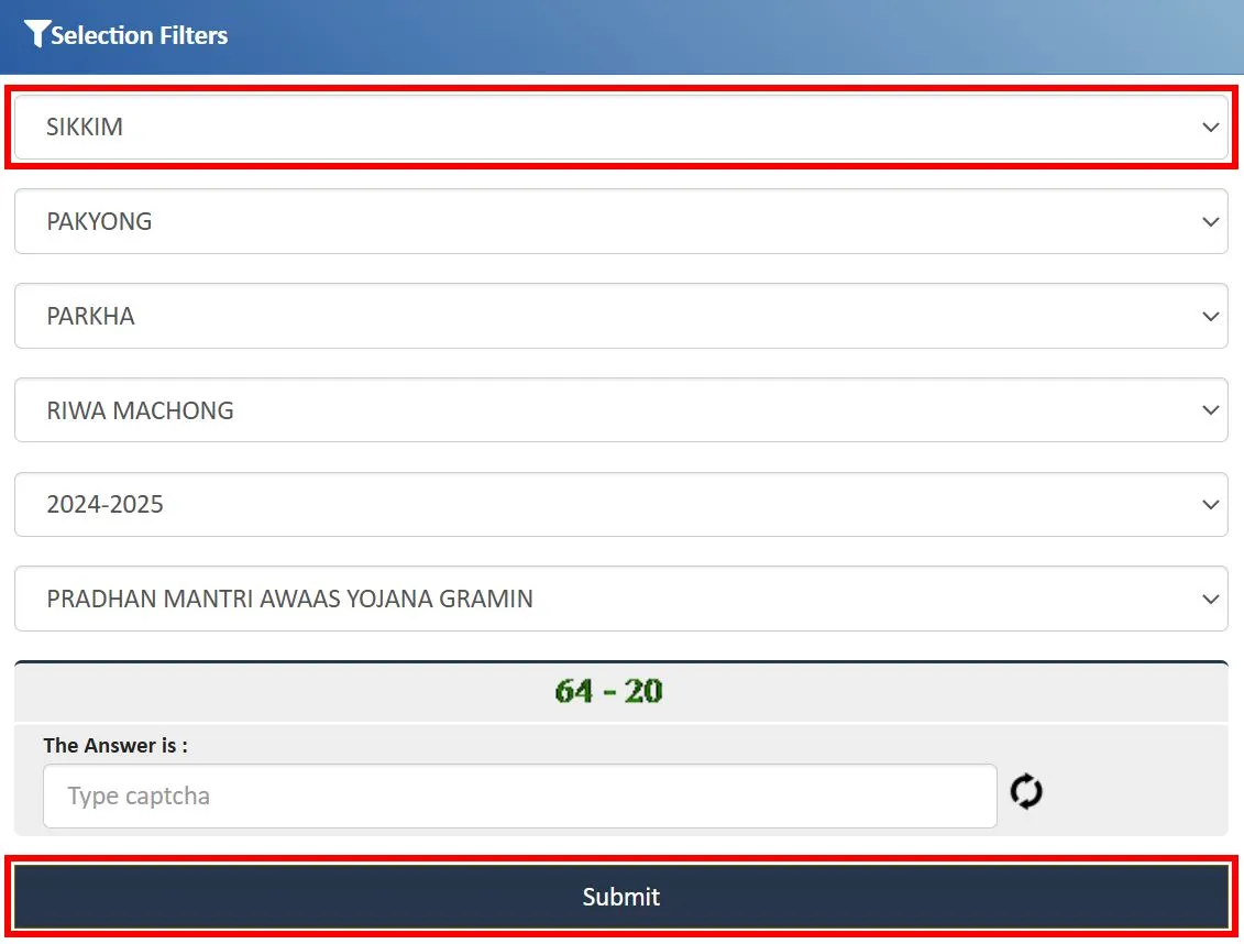 PM Awas Yojana Gramin List Sikkim 2025