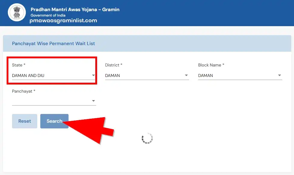 PM Awas Panchayat Wise Permanent Wait List Daman and Diu 2025