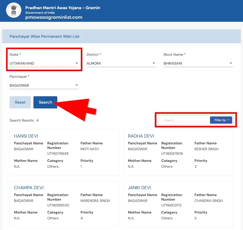 PM Awas Panchayat Wise Permanent Wait List Uttarakhand 2025